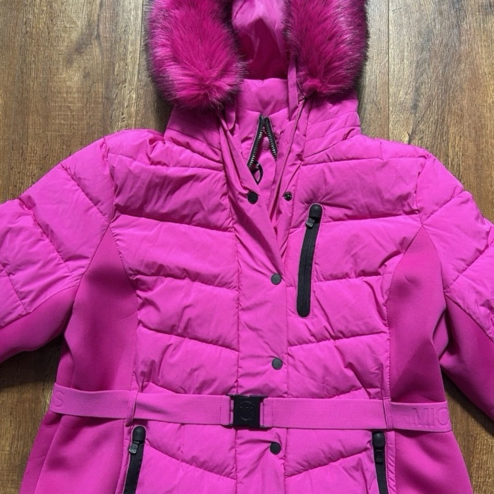 Michael kors Pink Winter Jacket with Faux Fur Hood